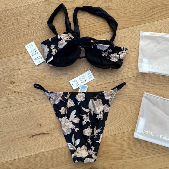 Cupshe x Kelsey Anderson - Summer Reel Bikini Set in Black & Beige - Picture 4 of 5